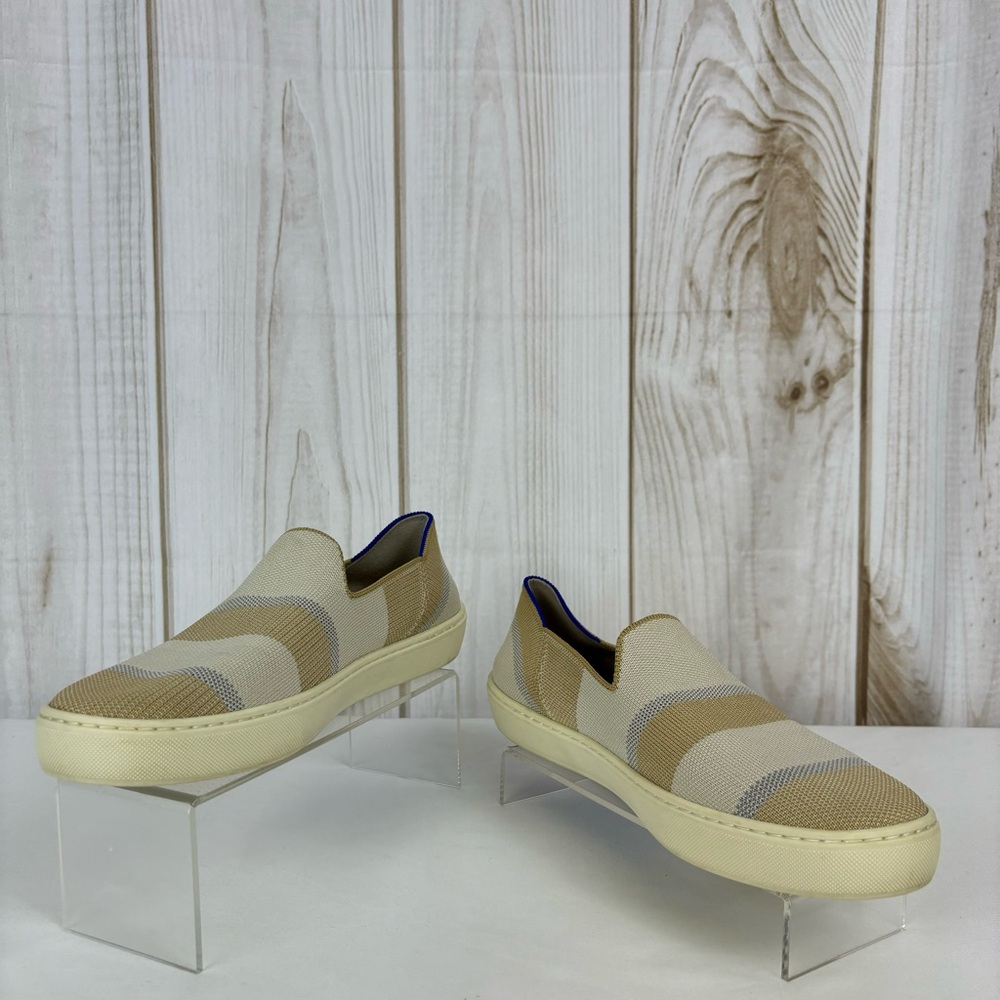 Rothy’s The Sneaker Birch Stripe Textile Slip On Comfort Loafers Tan Size 9.5 - Picture 5 of 15
